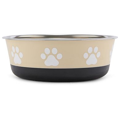 Cudlie Tan Pet Bowl with Pawprint Design