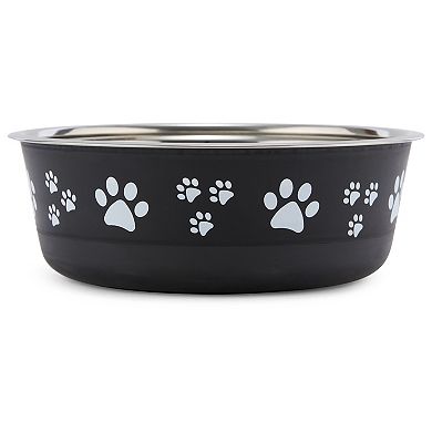 Cudlie Black Pet Bowl with Pawprint Design