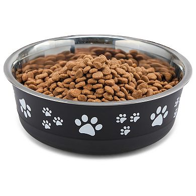 Cudlie Black Pet Bowl with Pawprint Design