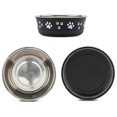 Cudlie Black Pet Bowl with Pawprint Design
