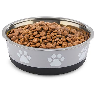 Cudlie Grey Pet Bowl with Pawprint Design