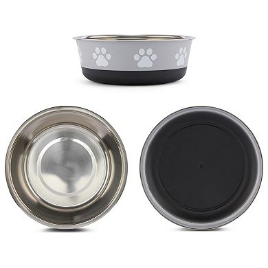 Cudlie Grey Pet Bowl with Pawprint Design