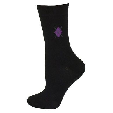 Women's Argyle Pattern Rayon Crew Socks