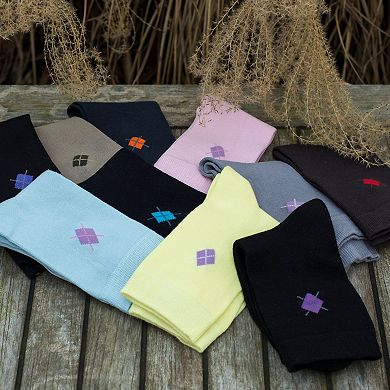 Women's Argyle Pattern Rayon Crew Socks