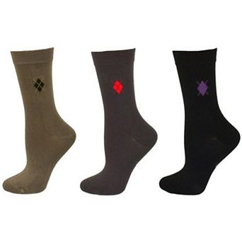 Women's Argyle Pattern Rayon Crew Socks