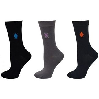 Women's Argyle Pattern Rayon Crew Socks