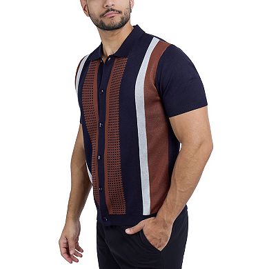Men's Short Sleeve Sweater Knit Polo Shirt