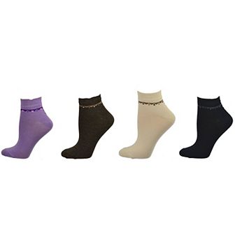 Women's Rayon Low Cut 4 Pair Pack Socks