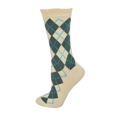Sparkly Cotton Argyle Crew Socks for Women - 2 -Pair Packs
