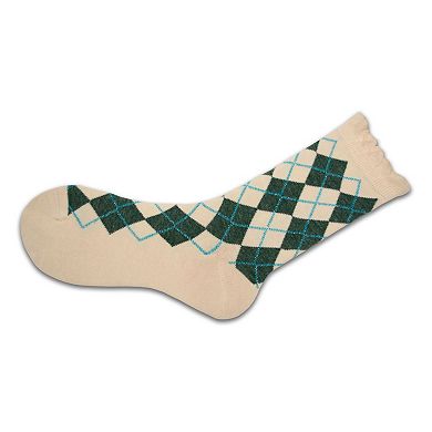 Sparkly Cotton Argyle Crew Socks for Women - 2 -Pair Packs