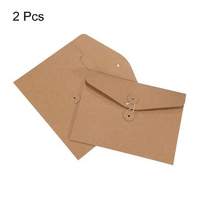 String Envelope File Folders 2 Pack A5 Size Document Letter Organizer Holder Filing Jacket, Brown