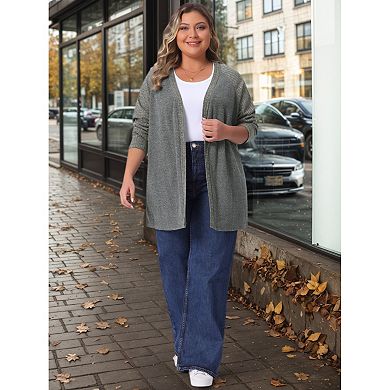 Plus Size Knit Cardigans for Women Open Front Long Sleeve Lightweight Midi Sweater Cardigans