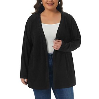 Plus Size Knit Cardigans for Women Open Front Long Sleeve Lightweight Midi Sweater Cardigans