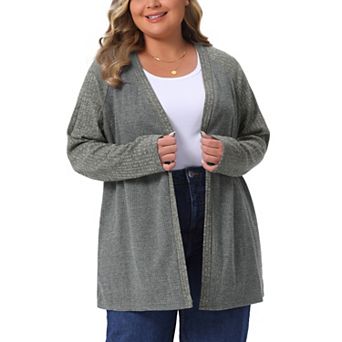 Plus Size Knit Cardigans for Women Open Front Long Sleeve Lightweight Midi Sweater Cardigans