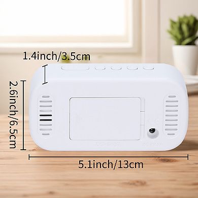 Small Oval Digital Alarm Clock with Big Number Display, Adjustable Dimmable 12/24H, 5.1x2.6x1.4 inch