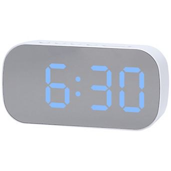 Small Oval Digital Alarm Clock with Big Number Display, Adjustable Dimmable 12/24H, 5.1x2.6x1.4 inch