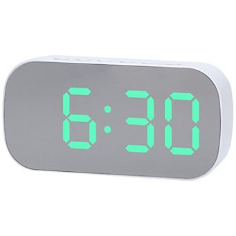 Small Oval Digital Alarm Clock with Big Number Display, Adjustable Dimmable 12/24H, 5.1x2.6x1.4 inch