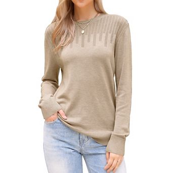 Casual Sweater for Women's Crewneck Hollow Work Fall Winter Loose Sweater Trendy
