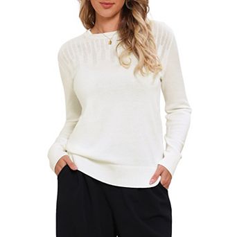 Casual Sweater for Women's Crewneck Hollow Work Fall Winter Loose Sweater Trendy