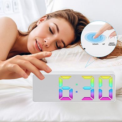 Digital Alarm Clock, Numbers LED Display, Temperature, Adjustable Dimmable 12/24 H, 6.3x2.4x1 inch