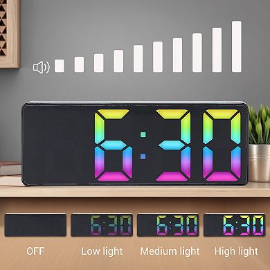 Digital Alarm Clock, Numbers LED Display, Temperature, Adjustable Dimmable 12/24 H, 6.3x2.4x1 inch