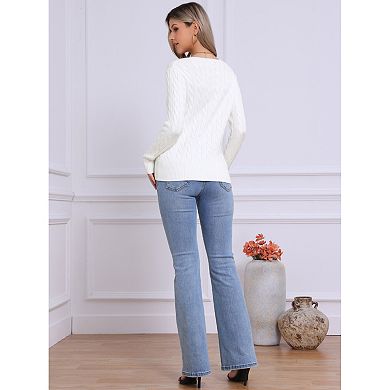Cardigan Sweater for Women's Crew Neck Button Down Long Sleeve Casual Knit Tops