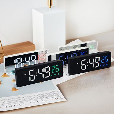 Triple Alarm Clock for Bedroom, Big Numbers Display, Dimmable, Temperature, 12/24H, 6.3x2.4x1 inch