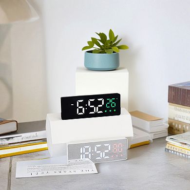 Triple Alarm Clock for Bedroom, Big Numbers Display, Dimmable, Temperature, 12/24H, 6.3x2.4x1 inch
