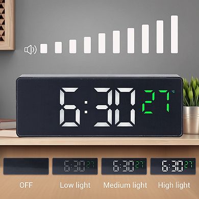 Triple Alarm Clock for Bedroom, Big Numbers Display, Dimmable, Temperature, 12/24H, 6.3x2.4x1 inch