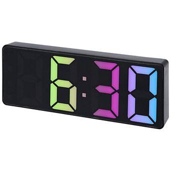 Small Digital Alarm Clock w Numbers Display, Temperature, Adjustable Dimmable 12/24H, 6.3x2.4x1 inch
