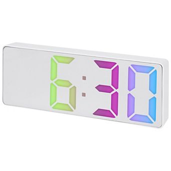 Small Digital Alarm Clock w Numbers Display, Temperature, Adjustable Dimmable 12/24H, 6.3x2.4x1 inch