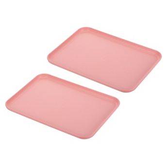 12"x9" Fast Food Tray, 2 Pack PP Plastic Reusable Non-Slip Rectangle Serving Tray