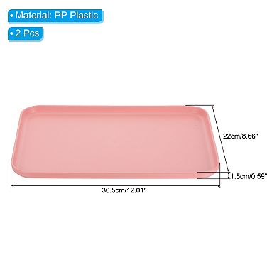 12"x9" Fast Food Tray, 2 Pack PP Plastic Reusable Non-Slip Rectangle Serving Tray