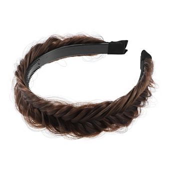 Wig Braided Headbands, Synthetic Hair Headbands, Wig Braided Hairhoop with Teeth, 1.65" Wide
