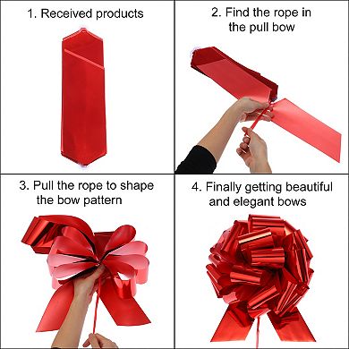 10pcs 4 Inch Metallic Large Big Pull Bow Gift Wrapping Bows Ribbon for Wedding Car Baskets