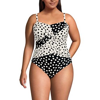 Women's Lands' End Long Torso Slender Wrap One-Piece Swimsuit