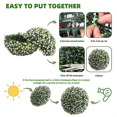 21.6"Artificial Topiary Flower Balls, Set of 2 Decorative Topiary Balls Hanging Grass Ball,Red