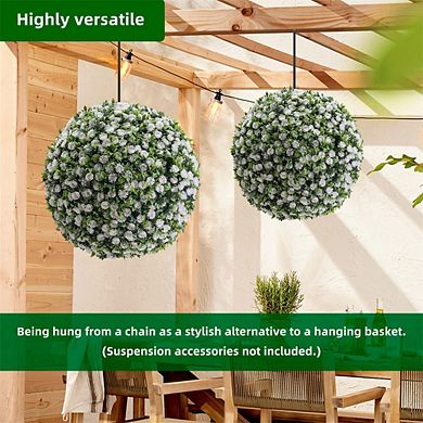 21.6"Artificial Topiary Flower Balls, Set of 2 Decorative Topiary Balls Hanging Grass Ball,Red