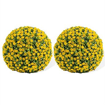 21.6"Artificial Topiary Flower Balls, Set of 2 Decorative Topiary Balls Hanging Grass Ball,Red