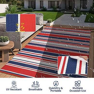 Garvee Vintage Outdoor Area Rug Reversible&Foldable Carpet for Patio Garden
