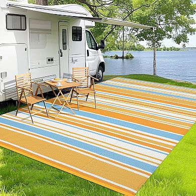 Garvee Vintage Outdoor Area Rug Reversible&Foldable Carpet for Patio Garden