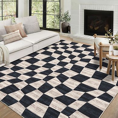 Garvee Modern Washable Area Rug Geometric Soft Non Slip Rugs for Home Decor