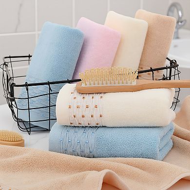 Embroidery Pattern Hand Towel, Cotton Comfortable Hand Towels for Bathroom 14"x30" 1Pc