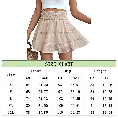 Womens Summer Flowy High Waist Skorts Ruffle Casual Cute Boho Beach Short Skirts Built-in Shorts