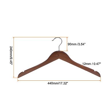 5pcs Wooden Pants Hangers, U-Notches Retro Coat Hanger with 360°Swivel Round Hook 17.32"x9.45"x0.47"