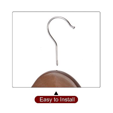 5pcs Wooden Pants Hangers, U-Notches Retro Coat Hanger with 360°Swivel Round Hook 17.32"x9.45"x0.47"