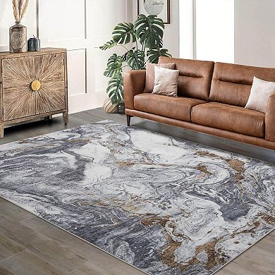 Soft Modern Abstract Boho Area Rugs for Living Room Washable Machine Rug Non-Slip Vintage Carpet