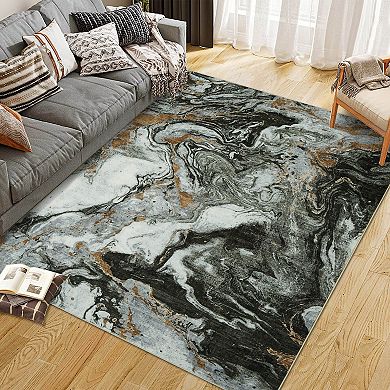 Soft Modern Abstract Boho Area Rugs for Living Room Washable Machine Rug Non-Slip Vintage Carpet