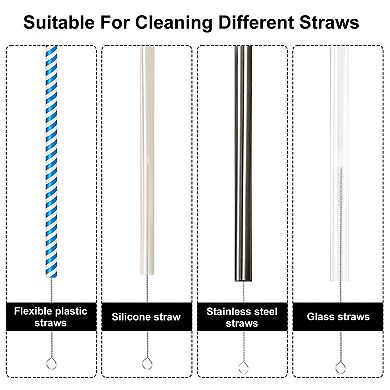 Silicone Bottle Cleaning Brush, Set of 3 Long Handle Bottles Brush Cleaner Kit Straw Cleaning Brush