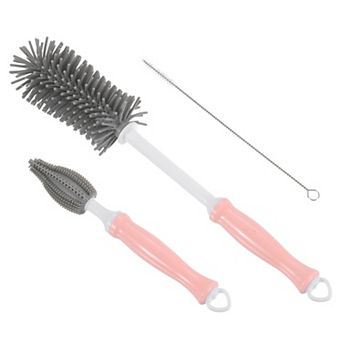 Silicone Bottle Cleaning Brush, Set of 3 Long Handle Bottles Brush Cleaner Kit Straw Cleaning Brush